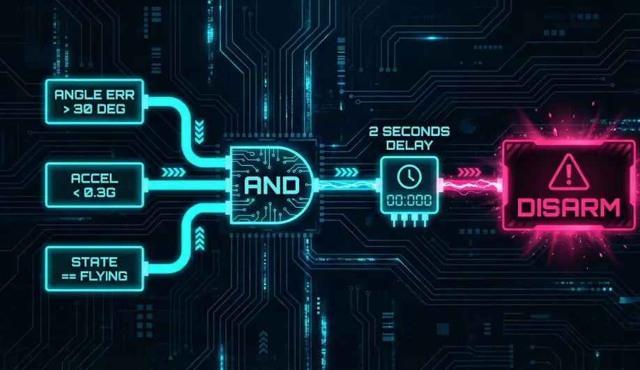 Logic gate diagram showing the conditions required to trigger the Crash Check.