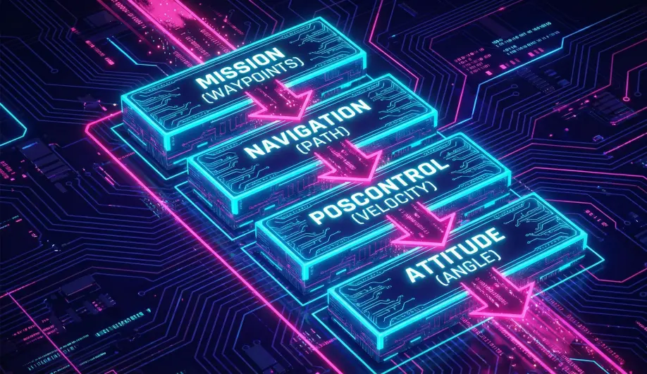 Stacked block diagram of the navigation control loop hierarchy.