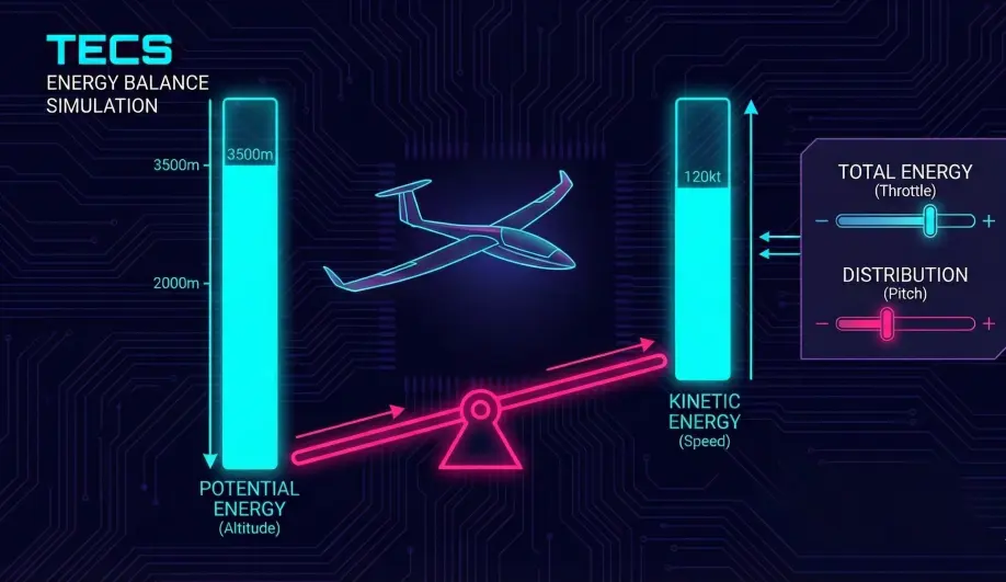 Diagram illustrating the trade-off between kinetic and potential energy in TECS.