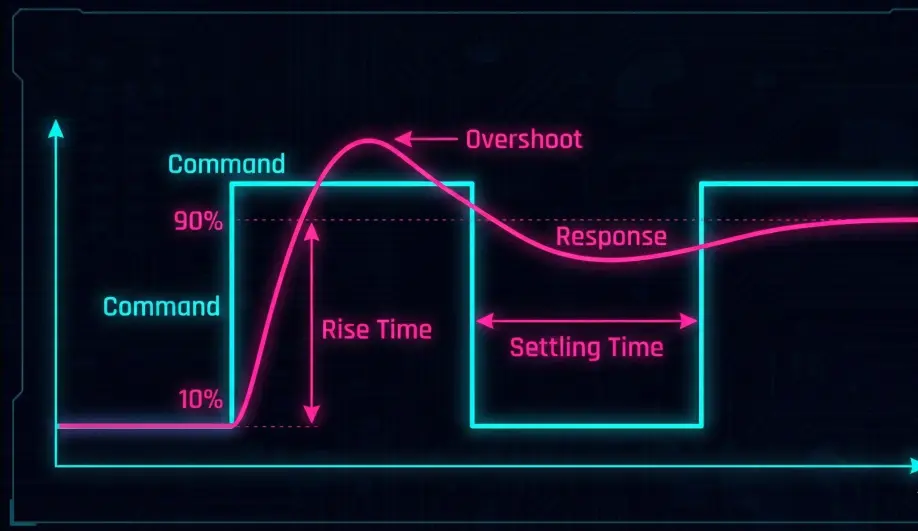 Step response graph showing the command vs response during an AutoTune twitch.